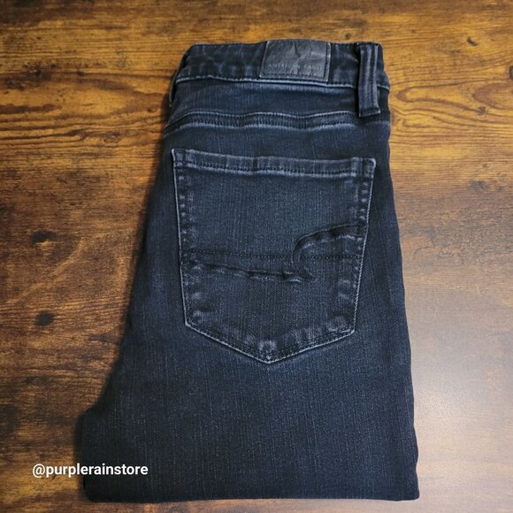 American Eagle Jeans 2 R Jegging Super Hi Rise 360 Next Level Stretch Black Wash - Picture 3 of 12